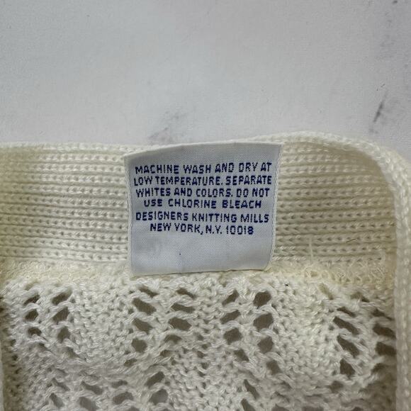 Suisse Knits Womens Vintage 80s Cardigan Sweater Size L White Cable Cottage - Picture 8 of 13
